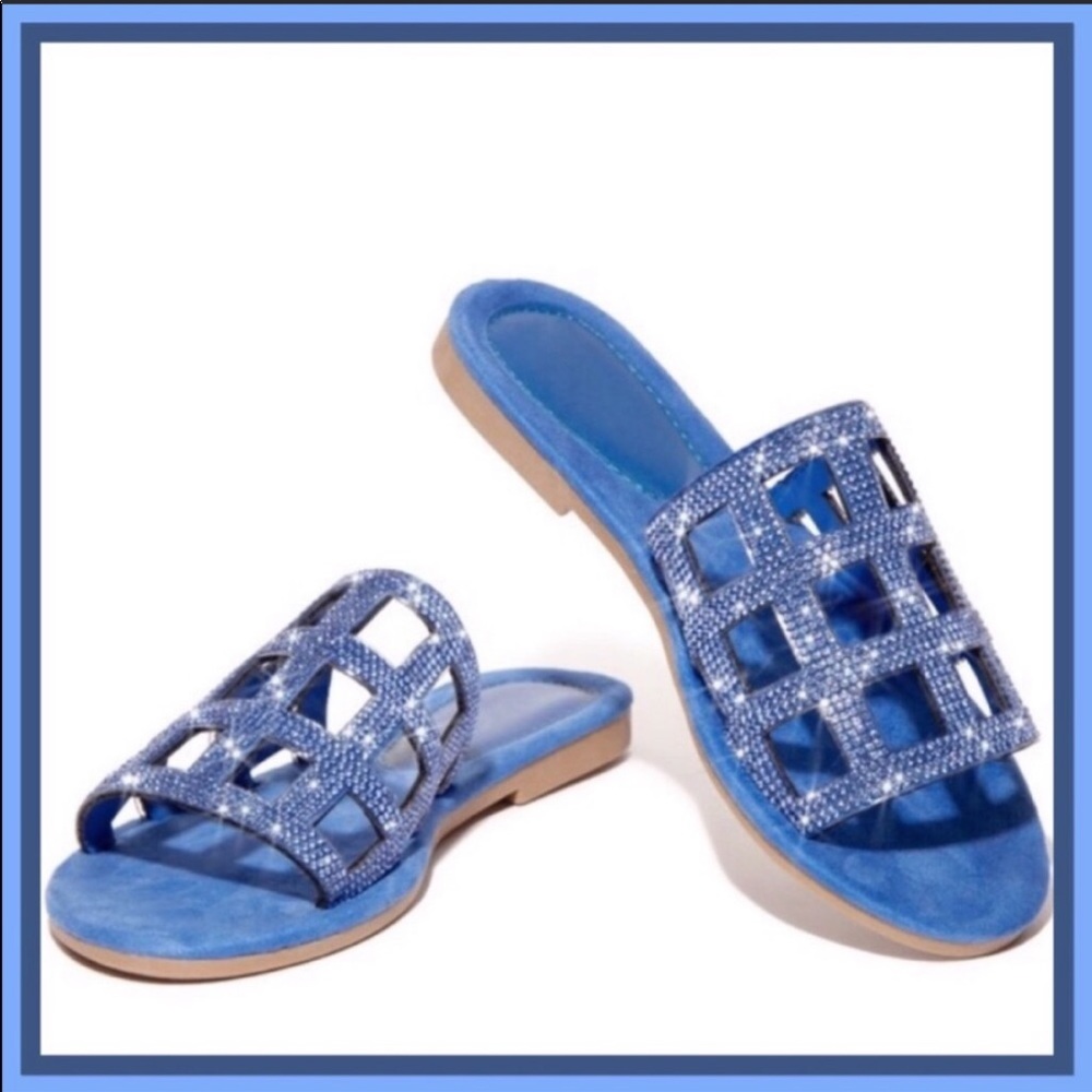 Blue sparkle sandals  slides/ slip ons
